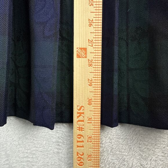 Vtg Pendleton 100% Wool Pleated Skirt 16 Blue Green Tartan Plaid Floral Academia - Picture 8 of 13